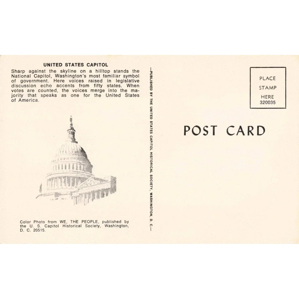 Vintage United States Capitol Washington DC Postcard US Historical Society VG+